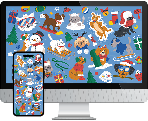 Desktop & mobile example of  "Something's in the Air" pet wallpaper for phones