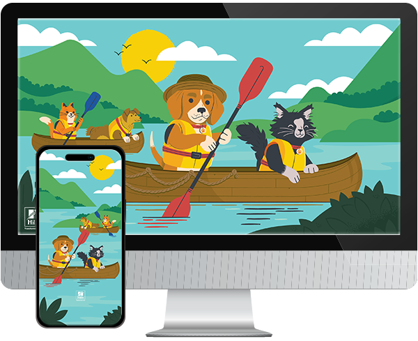 Desktop & mobile example of  "Spring Canoe" pet wallpaper for phones