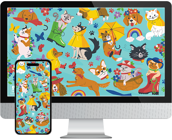 Desktop & mobile example of  "Spring Pattern" pet wallpaper for phones