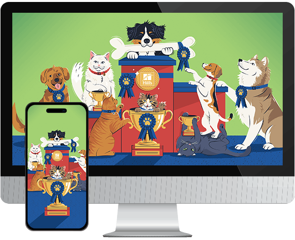 Desktop & mobile example of  "Winner, Winner, Feed Me Dinner" pet wallpaper for phones